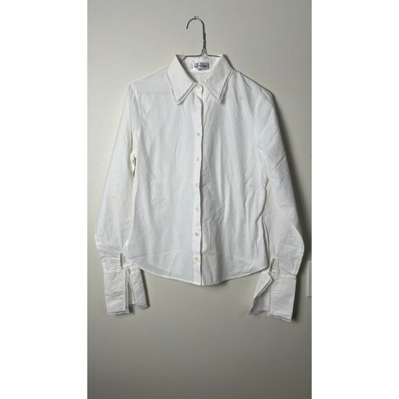 ANNE FONTAINE FRENCH LACE CUFF BUTTON UP BLOUSE 2 - Picture 1 of 8